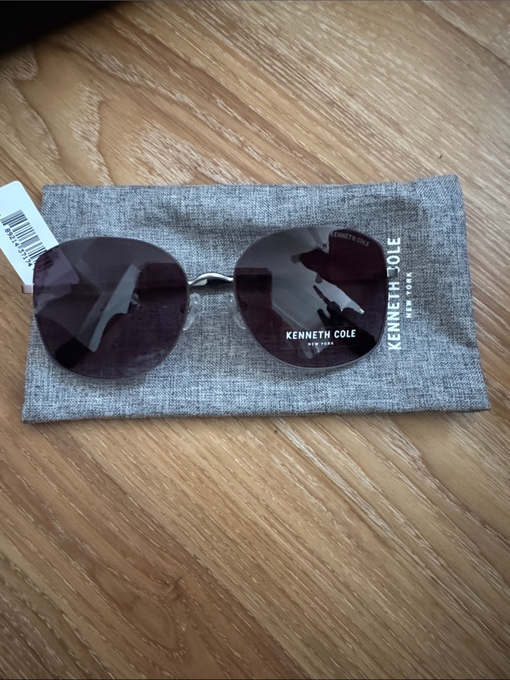Kenneth Cole Men’s Round Sunglasses - Purple Lenses, Silver Frame